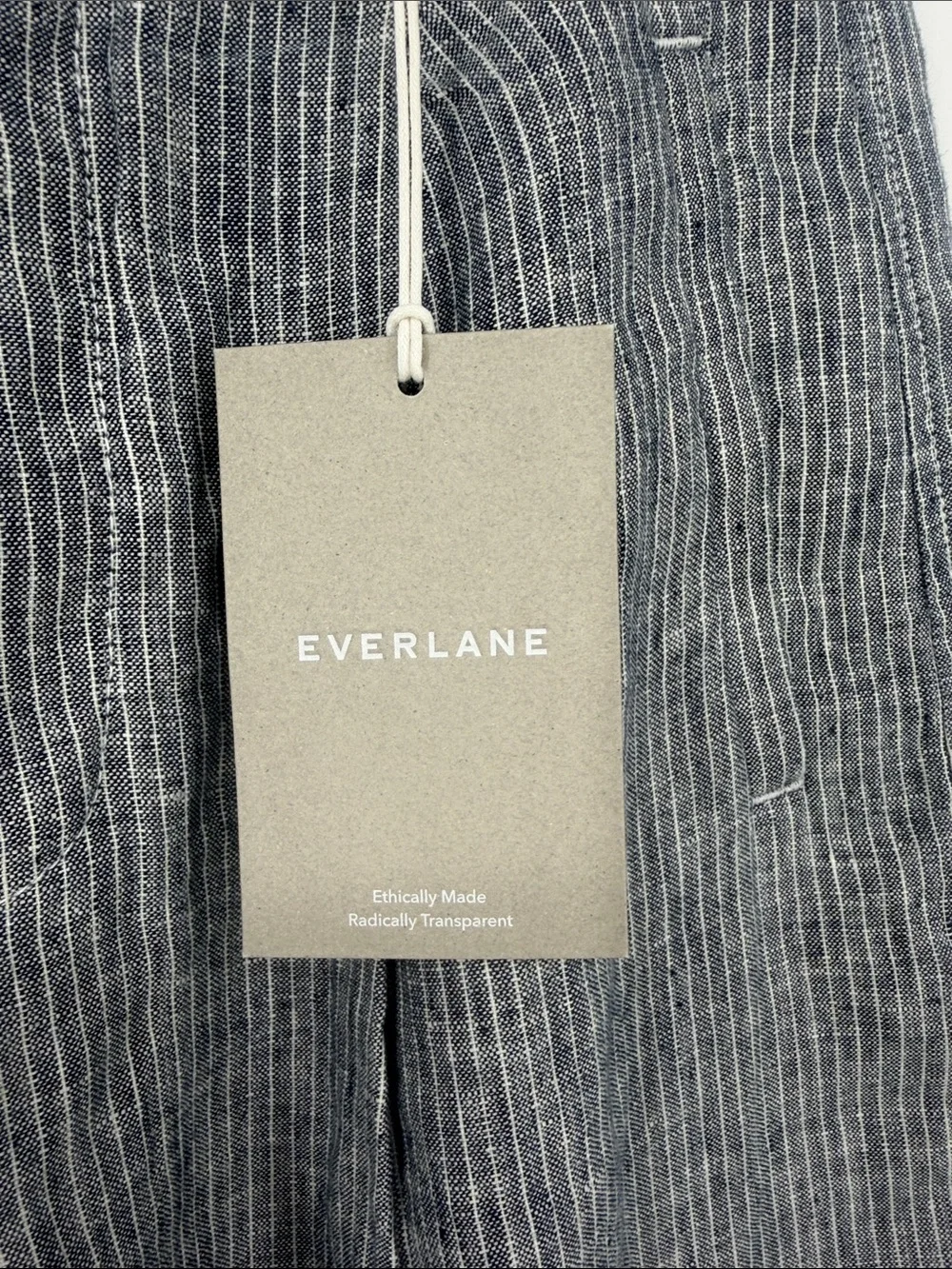 NWT Everlane 100% Linen‎ Wide Leg Trouser Pants Pinstripe Size 0